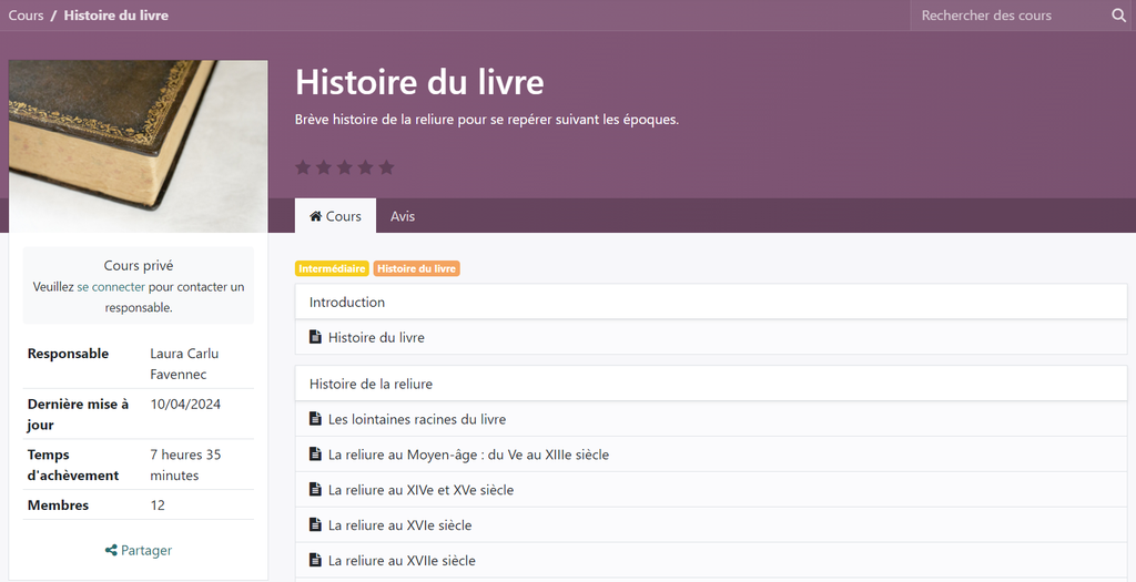 Cours en ligne "Histoire du livre"