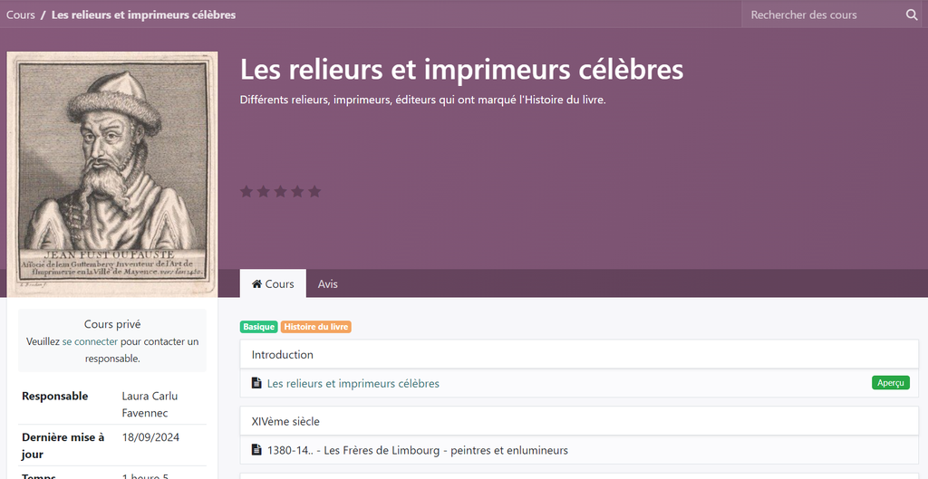 Cours en ligne "Les relieurs et imprimeurs célèbres"