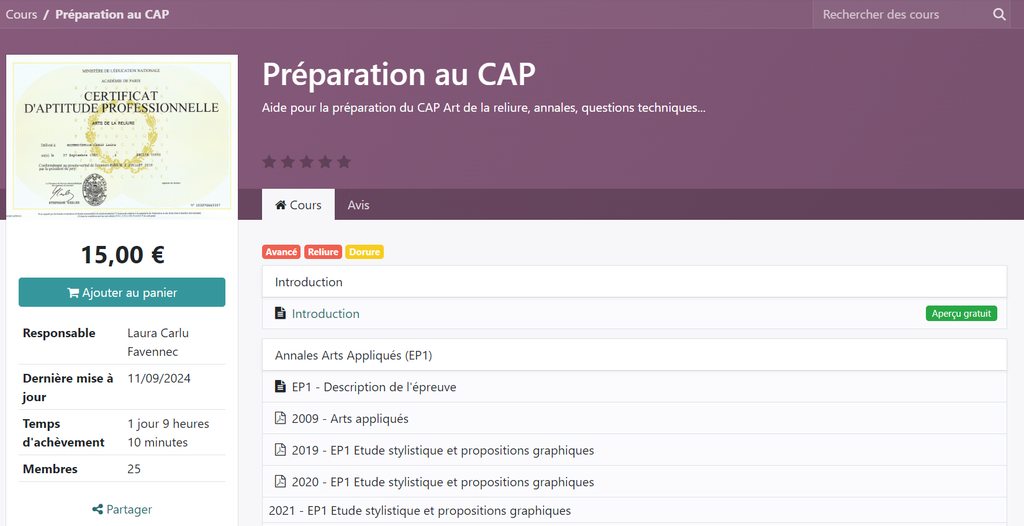 Cours en ligne "Préparation au CAP"