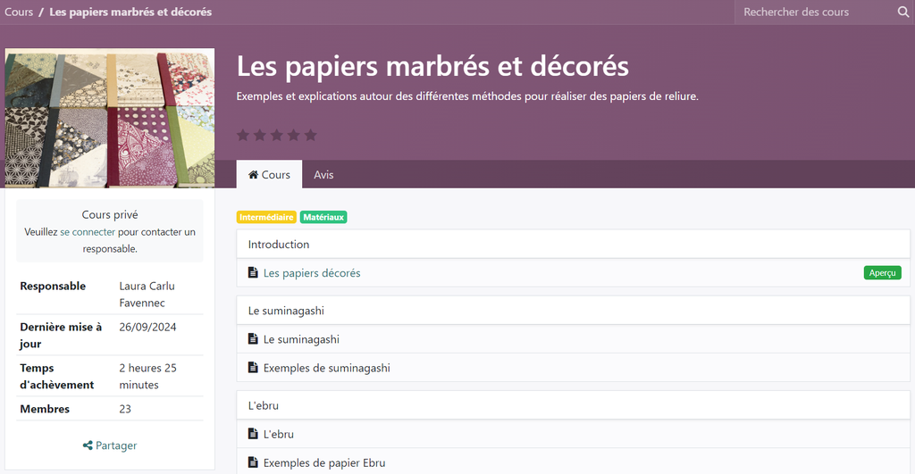 Cours en ligne "Les papiers marbrés et décorés"