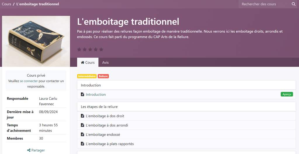 Cours en ligne "L'emboitage traditionnel"