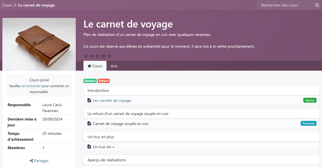 Cours en ligne "Le carnet de voyage"