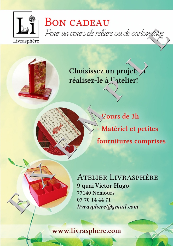 Bon cadeau pour un cours de 3h