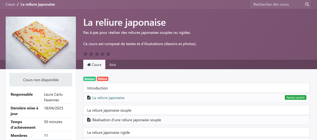 Cours en ligne "La reliure japonaise"