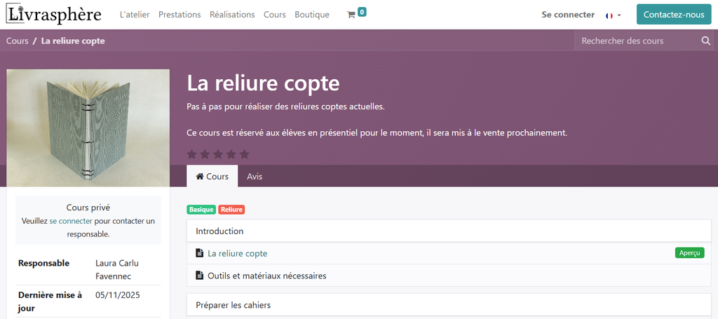 Cours en ligne "Créer ses outils pour la reliure et le cartonnage" (copie)