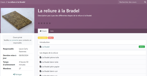 [cours.la-reliure-a-la-bradel] Cours en ligne "La reliure à la Bradel"