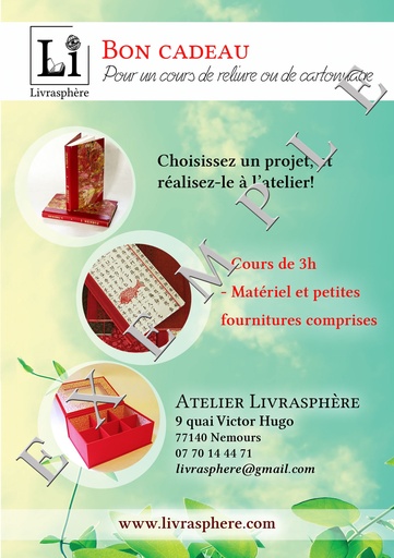 Bon cadeau pour un cours de 3h