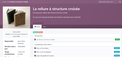 [cours.structure-croisee] Cours en ligne "La reliure à structure croisée"